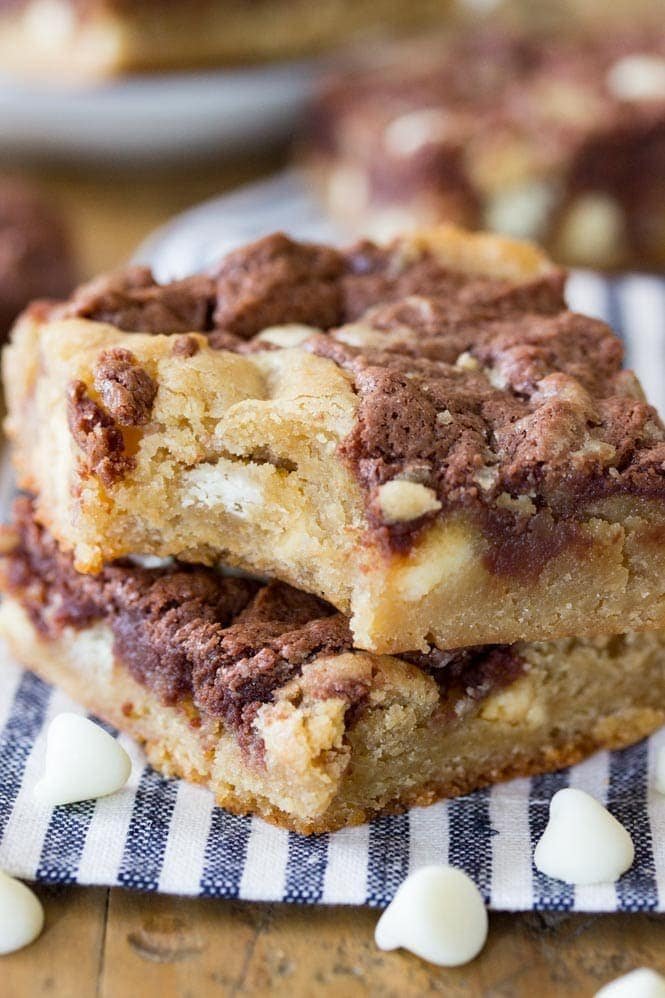 Stacked Nutella Swirl Blondie square
