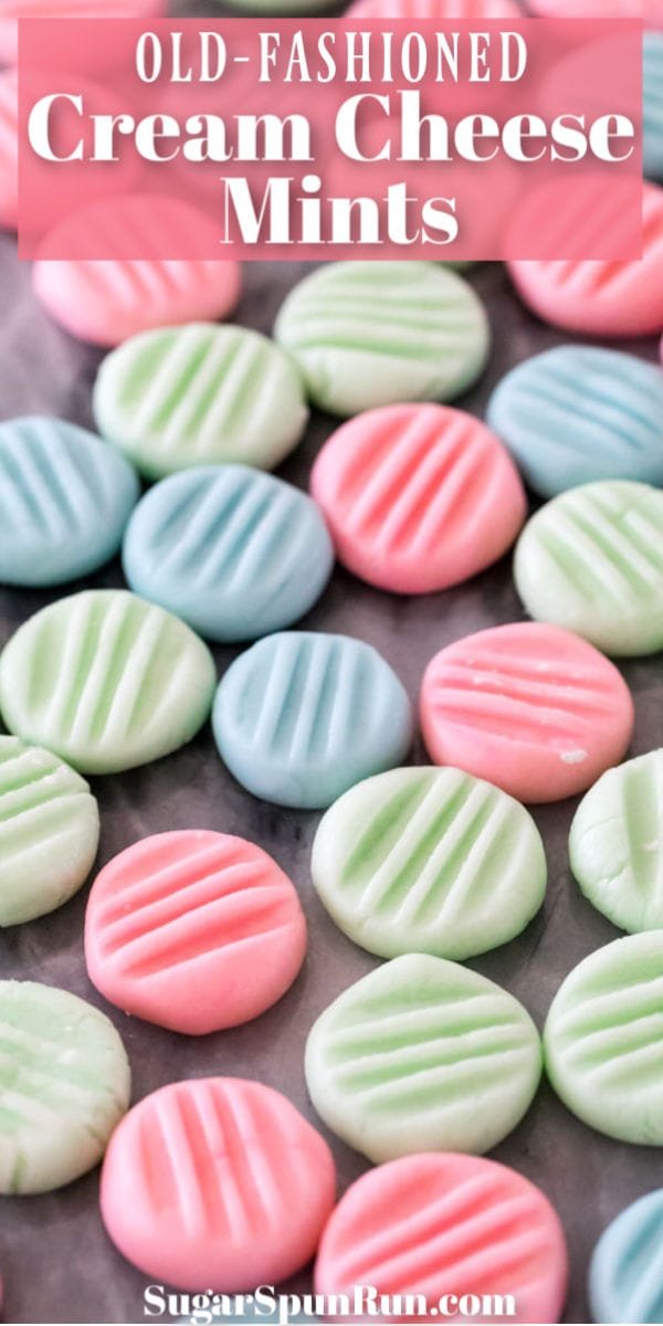 cream cheese mints on marble surface