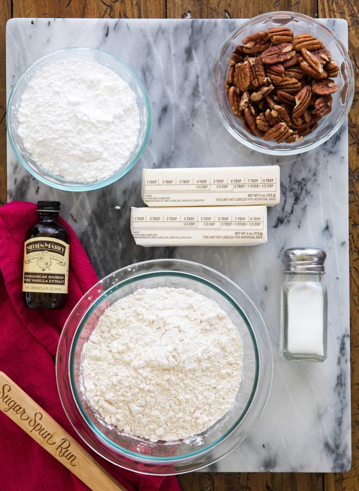 Ingredients for russian tea cakes