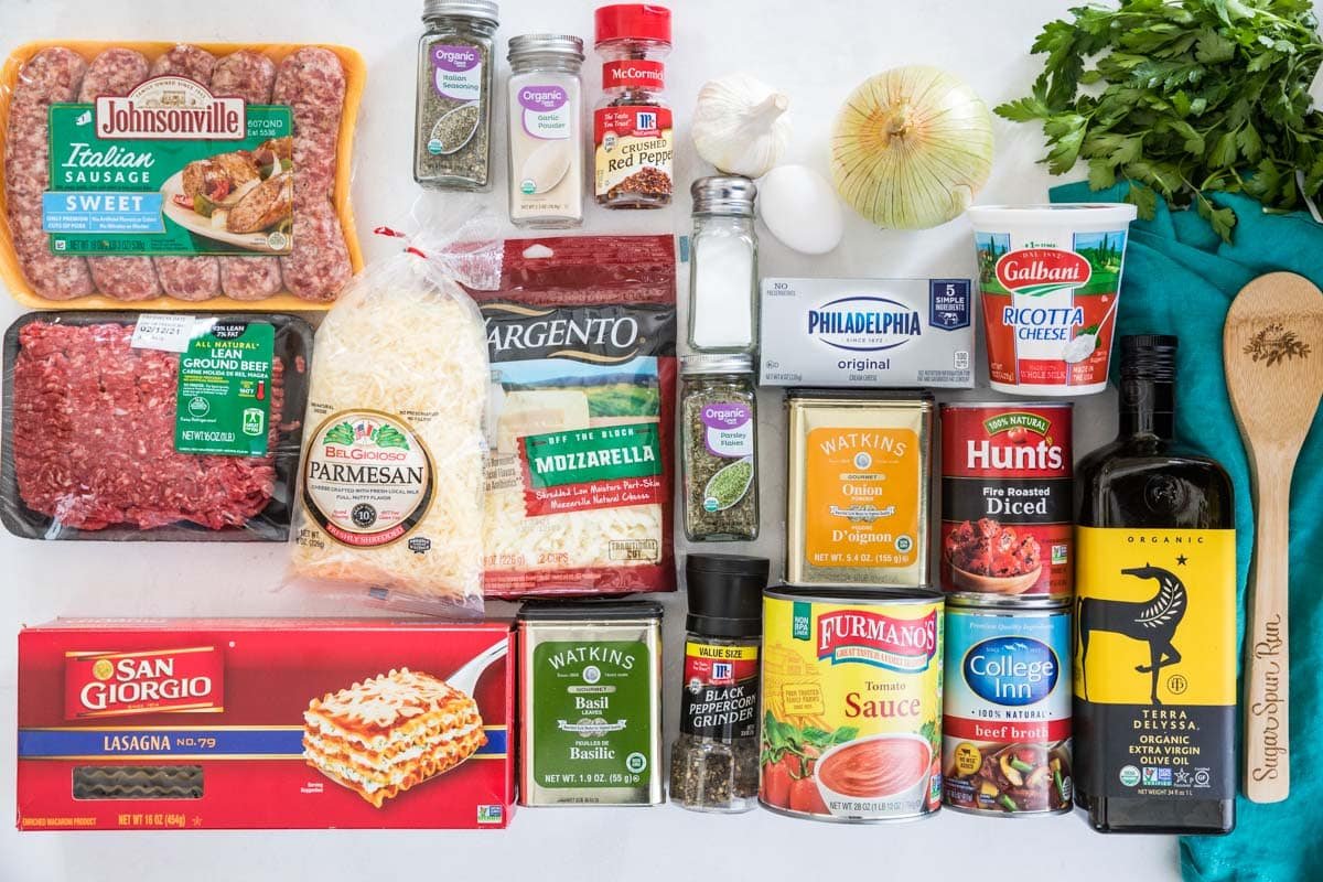 Ingredients for lasagna