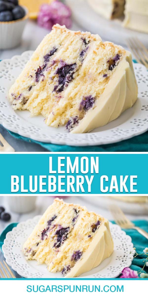 collage of lemon blueberry cake